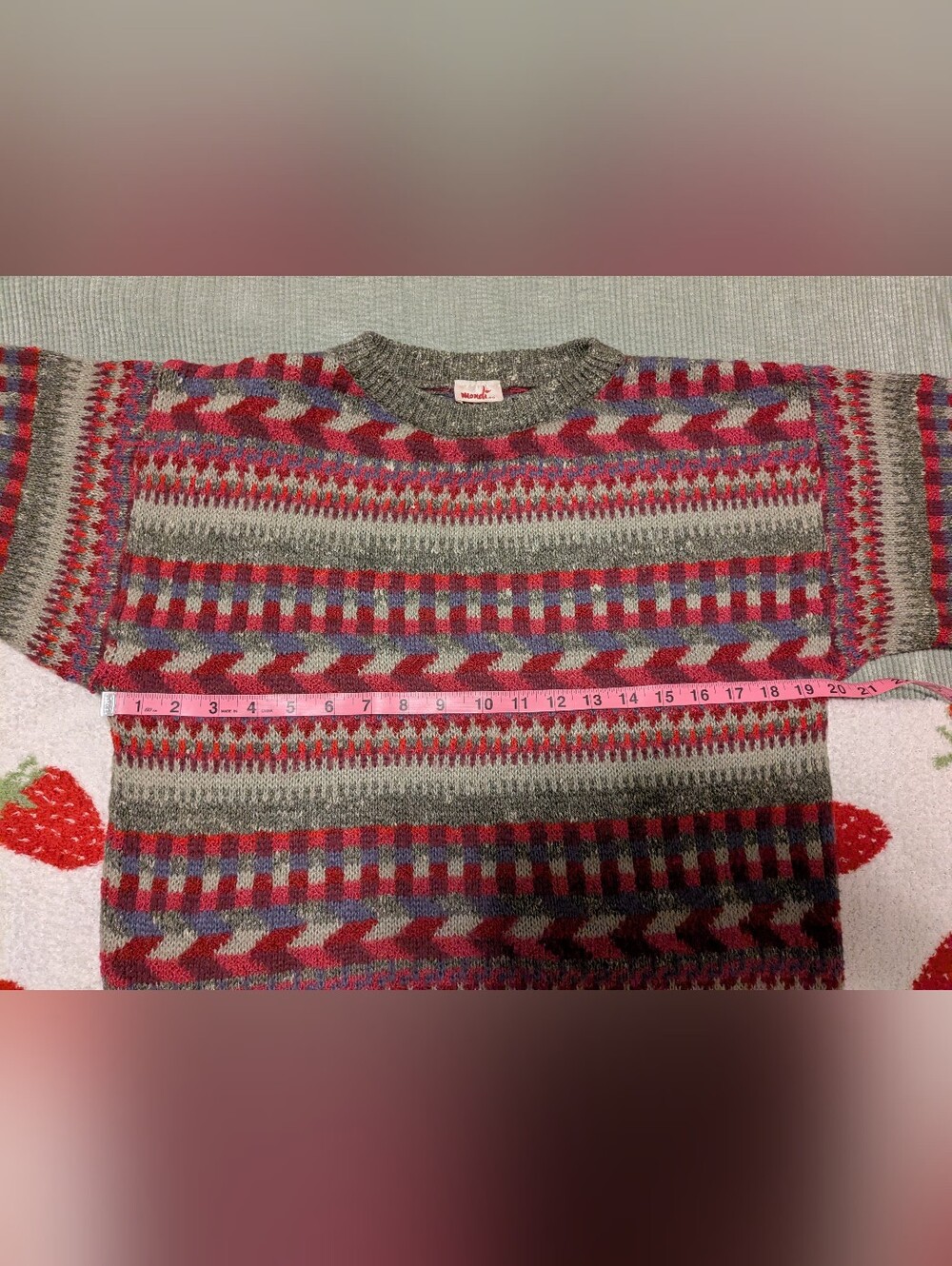 Vintage Mondi German geometric Wool Mohair knit sweater Medium - Picture 3 of 8